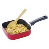 ToMay IH対応 スクエアパン レッド ギフト フライパン ガラス蓋付き ふっ素樹脂加工【沖縄県・離島 配送不可】