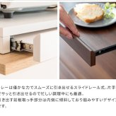 レンジ台 キッチン収納 レンジ下トレー レンジラック 二連トレー スライドテーブル トースター台 炊飯器台 作業スペース アベニール 収納家具 引き出し オーブントースター台 ブラウン 木目調 シック 便利な台 家具 ：