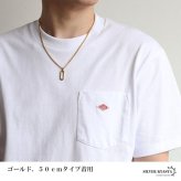 ステンレス オーバル ロングリンク 一コマ ペンダントネックレス シンプルネックレス 小ぶり ダブル喜平チェーン 細身 ゴールド 18KGP シルバー 図形 小さい メタル 幾何学 メンズ 男性 金属アレルギー対応