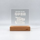 【お店ロゴ刻印無料】光るショップ看板 サインボード お店のロゴ 開店祝い OPEN オープン看板 カスタムできる LEDライトで光る看板 メニュー ライトスタンド ギフト プレゼント インテリア 看板 アクリルボード