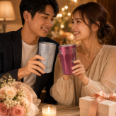 敬老の日 名入れ ペアギフト SXX THERMOS サーモス 真空断熱ダイヤカットロングタンブラー 食洗機対応モデル 400ml ピンク シャンパンゴールド 2点 ギフトBOX入り / プレゼント ギフト 両親 夫婦 結婚 金婚式 銀婚式 退職 記念 誕生日 長寿 祝い