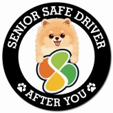 カーサイン 高齢者マーク SENIOR SAFE DRIVER ポメキー マグネット 強力 直径13cm 肉球 日本製 車 ステッカー