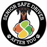 カーサイン 高齢者マーク SENIOR SAFE DRIVER ドーベルマン マグネット 強力 直径13cm 肉球 日本製 車 ステッカー