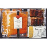 お歳暮・冬ギフト うなぎ蒲焼とスモークサーモン詰合せ (MN-22) ※送料無料(北海道・沖縄・離島への配送不可)