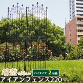 アイアンフェンス220 ハイタイプ 2枚組 ブ 送料無料 フェンス アイアン ガーデンフェンス ガーデニング 枠 柵 仕切り 目隠し 境目 クラシカル アンティーク トレリス ベランダ つる 薔薇 バラ 朝顔 園芸 ラティス ブラック スチール 屋外