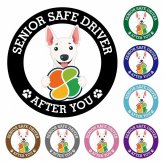 カーサイン 高齢者マーク SENIOR SAFE DRIVER ミニチュアブルテリア ステッカー シール 直径13cm 肉球 日本製 車