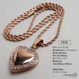 ステンレス ロケットネックレス ロケットペンダント ハートネックレス 写真 記念 思い出 ハワイアンネックレス ロープチェーン ゴールドネックレス 18KGP シルバー ピンク ストーン 男女兼用 金属アレルギー対応