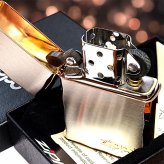 ZIPPO アーマー ライター ジッポ シンプル ロゴ シルバーサテン＆ピンクゴールド 両面コーナー彫刻 サイドピンク 重厚 メンズ ギフト かっこいい おしゃれ