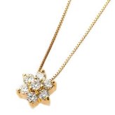 ネックレス レディース ダイヤモンド 0.2ct K18 イエローゴールド 18金 フラワーモチーフ ダイヤネックレス ペンダント 鑑別書付 アクセサリー ギフト プレゼント