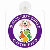 カーサイン 高齢者マーク SENIOR SAFE DRIVER イングリッシュセター 車内用 吸盤タイプ 収れん火災防止タイプ 肉球 日本製 車 ステッカー