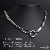 ステンレス ストーンネックレス デザインネックレス 幾何学ネックレス アシンメトリー シルバー ブラックストーン 原宿 韓流 お洒落 喜平チェーン メンズ 男性 金属アレルギー対応
