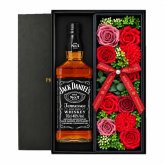 ジャックダニエル 700mlセット ウィスキー ウイスキー 酒 ギフト お酒 プレゼント ソープフラワー フラワーボックス 花 お花 定年退職 還暦祝い 退職祝い 男性 女性 お祝い 古希 喜寿 傘寿 米寿 卒寿 白寿 百寿