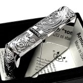 ZIPPO ライター アーマー ストリームエングレーブ 三面彫刻 ジッポ 鏡面仕上げ 両面加工 シャインレイカット ニッケルミラー アラベスク シルバー かっこいい 重厚 高級 おしゃれ メンズ ギフト プレゼント