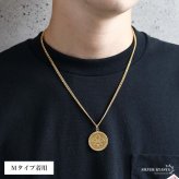 ステンレス フレアネックレス 百合の紋章 コイン 2サイズ ゴールド ペンダント メンズ レディース ユニセックス 大きめ 小さめ チェーン付き ラウンド メダル モチーフ アクセサリー おしゃれ カジュアル ストリート 男女兼用