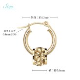 ハワイアンジュエリー フープピアス ピアス イエローゴールド ピアス 外径13mm クロッシングピアス プルメリア 透かし バレル 樽 小ぶり ゴールド 揺れる 片耳(1個)購入可 K14イエローゴールド 20G ゲージ BY THE SEA バイザシー プレゼント ハロウィン 【品番：GE211】