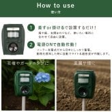 害獣対策 ソーラー充電式害獣駆除機 ファミラ 超音波 赤外線センサー ストロボ アラーム 13.5～45.5kHz 感知範囲最大8～9m 簡易防水 猫よけ 鳥よけ タヌキ ハクビシン 動物よけ 畑 庭 家庭菜園 駐車場 ガレージ 屋外