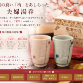 敬老の日 名入れ ペアギフト SXX 波佐見焼 夫婦湯呑 吉祥文様梅モダン ブルー ピンク 2点 木箱入り / プレゼント ギフト 両親 夫婦 結婚 金婚式 銀婚式 退職 記念 誕生日 長寿 祝い 数量限定商品