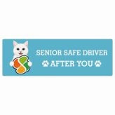 カーサイン 高齢者マーク SENIOR SAFE DRIVER 白 ステッカー シール 長方形 15x5cm 肉球 日本製 車