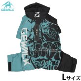 ジウォーク GEWALK タイポグラフィ ドリズル サーマル オーバーオール 犬服 L ターコイズ