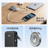 モバイルバッテリー 巻き取り式 ケーブル一体型 20000mAh 20W 3台同時充電 Type-Cケーブル内蔵 Type-C /USB-A出力 リール 伸縮ケーブル PD対応 残量表示 PSE認証済 機内持込可 旅行 出張 停電対策 防災グッズ