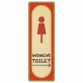 トイレ プレート 木製 WOMENS レトロ デザイン 右 矢印 長方形 縦書き 9x27cm 方向案内 進路ドア サインステッカー ピクトサイン トイレマーク表示 案内 注意 施設 御手洗 TOILET おしゃれ シンプル 安全対策