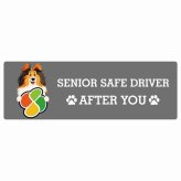 カーサイン 高齢者マーク SENIOR SAFE DRIVER シェットランドシープドッグ ステッカー シール 長方形 20x6.7cm 肉球 日本製 車
