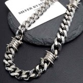 ステンレス 有刺鉄線ネックレス 6面カット 喜平チェーンネックレス オニハリバーブ シルバー 重厚感 個性的 メンズ 男性 金属アレルギー対応