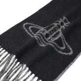 ヴィヴィアン ウエストウッド マフラー メンズ レディース ブランド Vivienne Westwood ロゴ W01MK-N402 BLACK WHITE ビビアン