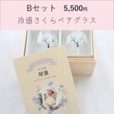 【特急・翌営業日出荷】出産内祝いプレゼント『内祝いに贈るキバコ』写真入り メッセージ入り 桐箱 お菓子のセット バウムクーヘン ペアグラス 桜柄 お礼 オリジナルギフト