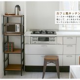 ラック 木製 アイアン シェルフ ブリック brick シリーズ4段 40×40×135 PRU-4040135 天然木 簡単組立 モダン アンティーク カフェ 収納 ウッド インテリア 棚 ブラウン オープン リビング 北欧 新生活