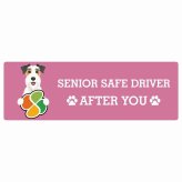 カーサイン 高齢者マーク SENIOR SAFE DRIVER ワイヤーフォックステリア ステッカー シール 長方形 20x6.7cm 肉球 日本製 車