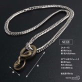 ステンレス スネークネックレス ヘビ ペンダントネックレス ダブル喜平チェーン 6面カット ごつめ ゴールド シルバー 燻し アニマル ユニーク リアル 鱗 メンズ 男性 金属アレルギー対応