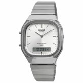 CASIO カシオ アナデジ ANA-DIGI クオーツ 腕時計 Edgy Collection AQ-240E-7A ユニセックス デュアルタイム シルバー 海外モデル [並行輸入品]