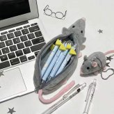 ネズミ ペンケース ぬいぐるみ ふわふわ アニマル 筆箱 メガネ付き かわいい 文房具 小物入れ ペンポーチ 学生 男の子 女の子 持ち運び プレゼント ギフト