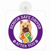 カーサイン 高齢者マーク SENIOR SAFE DRIVER ノーリッチテリア 車内用 吸盤タイプ 収れん火災防止タイプ 肉球 日本製 車 ステッカー