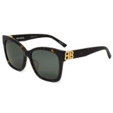 バレンシアガ BALENCIAGA サングラス アジアンフィット UVカット アイウェア キャットアイ BB0102SA-002 メンズ レディース ユニセックス ハバナ+グリーン 国内正規品