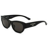 バレンシアガ BALENCIAGA サングラス アジアンフィット UVカット アイウェア キャットアイ フォックス BB0389SK-001 メンズ レディース ユニセックス ブラック+グレー 国内正規品
