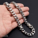ステンレス 有刺鉄線ネックレス 6面カット 喜平チェーンネックレス オニハリバーブ シルバー 重厚感 個性的 メンズ 男性 金属アレルギー対応