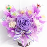 キャンディー フラワー ミニミニ ブーケ ギフト オレンジ むらさき ピンク 赤 水色 青 黄緑 黄色 花 造花 卒業 卒園 誕生日 プレゼント ギフト 女性 母 祖母 女友達 退職祝い 還暦祝い 結婚記念日 母の日 両親 発表会 遊戯会 贈り物 送料無料（一部地域除外）