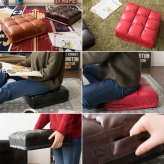 座布団 レザークッション CN-380 座布団 極厚 厚さ14cm 座り心地 スタイリッシュ Abile アビル フロアクッション リビング 革張り風 軽量 おしゃれ 北欧 男前インテリア 取っ手付き 合成皮革 かっこいい 腰痛対策 四角型 ウレタン