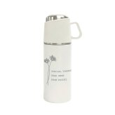 茶こし付き ワンプッシュ&カップ ボトル アイボリー 名入れ ワンタッチ 500ml 水筒 ステンレス ストレーナー 誕生日 母の日 入学祝い 保温保冷