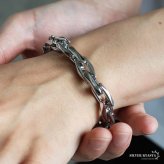 ステンレス 珍しい形状 チェーンブレスレット メンズブレスレット ごつめ シルバー スクエア 太い 重厚感 存在感 メタル 男性 金属アレルギー対応