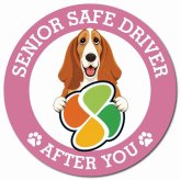 カーサイン 高齢者マーク SENIOR SAFE DRIVER バセットハウンド マグネット 強力 直径13cm 肉球 日本製 車 ステッカー