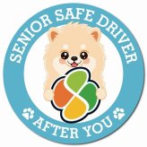カーサイン 高齢者マーク SENIOR SAFE DRIVER ポメラニアン マグネット 強力 直径13cm 肉球 日本製 車 ステッカー