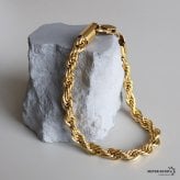 ステンレス ロープチェーンブレスレット 幅6mm ゴールド メンズ ボリューム ツイスト 立体感 太め シンプル カジュアル ストリート モード きれいめ おしゃれ かっこいい アクセサリー 手元のポイント 金属アレルギー対応