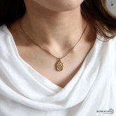 ステンレス シーリングワックス ネックレス 2カラー ペンダント チューリップ レディース アクセサリー 封蝋 オーバル 花モチーフ 立体 レリーフ 縁取り クラシカル アンティーク風 上品 大人可愛い フェミニン きれいめ カジュアル