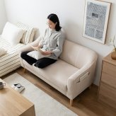 ソファ ソファー 2人掛け 二人掛け 幅130 コンパクト ポケット付き サイドポケット 収納 おしゃれ 北欧 韓国インテリア 丸み 一人暮らし ワンルーム アイボリー アイスグレー Sバネ ウレタン 組立式 リビング 省スペース 2P 耐荷重200kg
