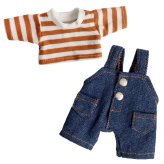 【10月13日発売予定】 [6点までメール便可] ぬいぐるみ用 服 2点セット オーバーオール Tシャツ ズボン ボーダー カジュアル ぬい服 推しぬい ぬい活 推し活 ぬいぐるみの服 人形 おしゃれ 可愛い 誕生日プレゼント 着せ替え おままごと 女の子 男の子 テディベア くま おもちゃ おしゃれこぐま 冬 コスチューム 身長12cm(4S)用 TBデニムオーバーオール 778103
