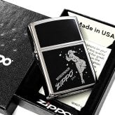 ZIPPO ウインディハート ブラック×シルバー ジッポ かっこいい ライター 鏡面 メンズ Windy おしゃれ 両面プリント加工 ギフト 銀 黒 ウインディHeart プレゼント オイルライター メンズ レディース