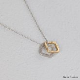 le lien carre.c ゴールド シルバー ネックレス シンプル 可愛い スクエア 四角 プチ つけっぱなし お洒落 レディース 18金 K18 地金 ダブル ペンダント ジュエリー アクセサリー プレゼント